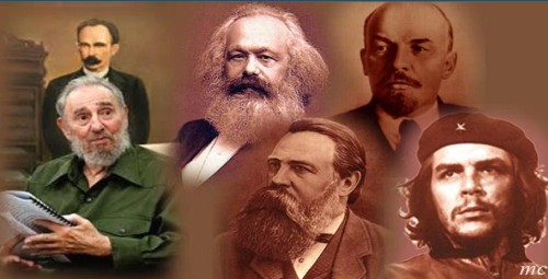 Jose Marti, Fidel Castro, Karl Marx, Vladimir Uljanov "Lenin", Friedrich Engels og Che Guevara